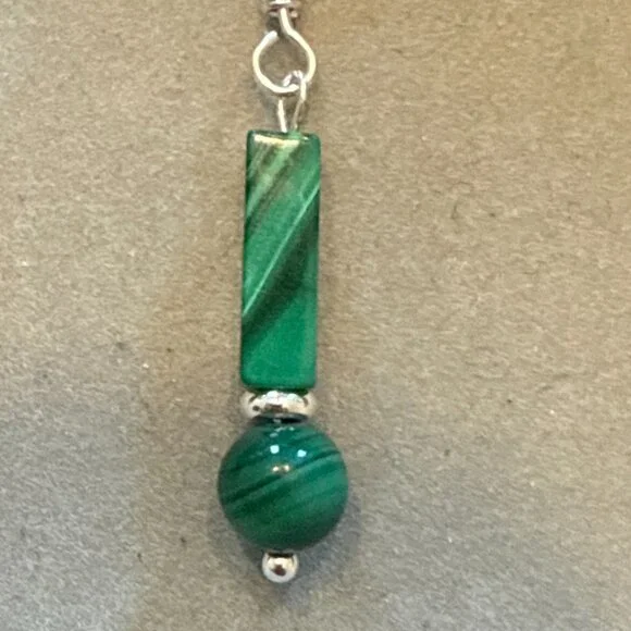 Reserved for @jamiemcmillan– Malachite Drop Earrings - Picture 3 of 3